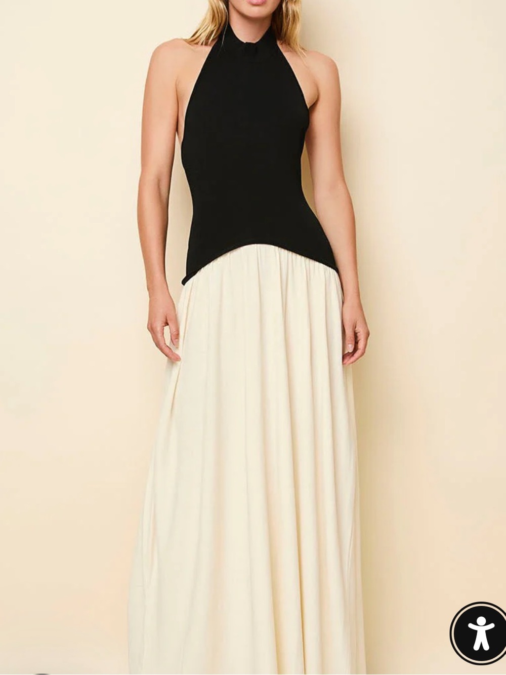 Solid & Striped Halter Soglio Dress Ecru Noir